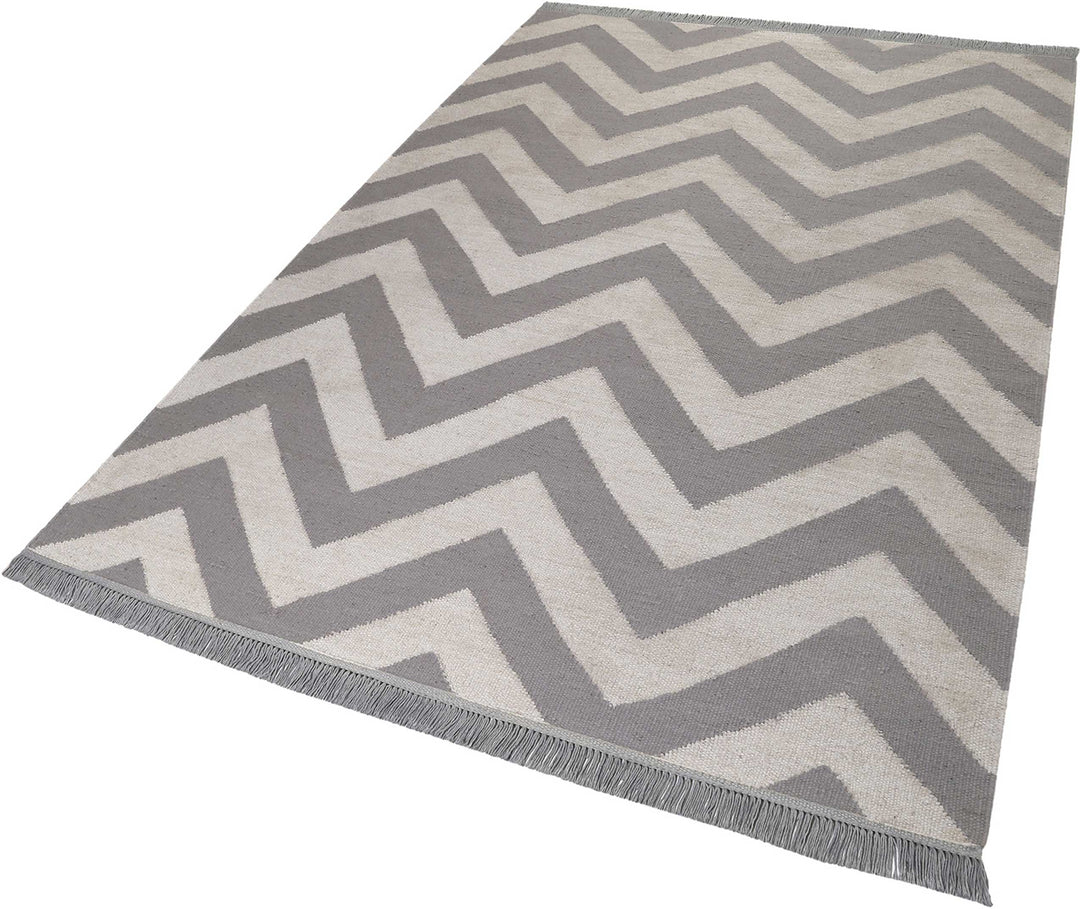 Zig-Zag Teppich natur Kurzflor rechteckig