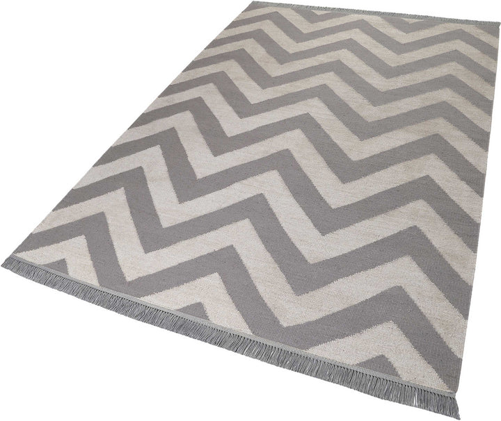 Zig-Zag Teppich natur Kurzflor rechteckig