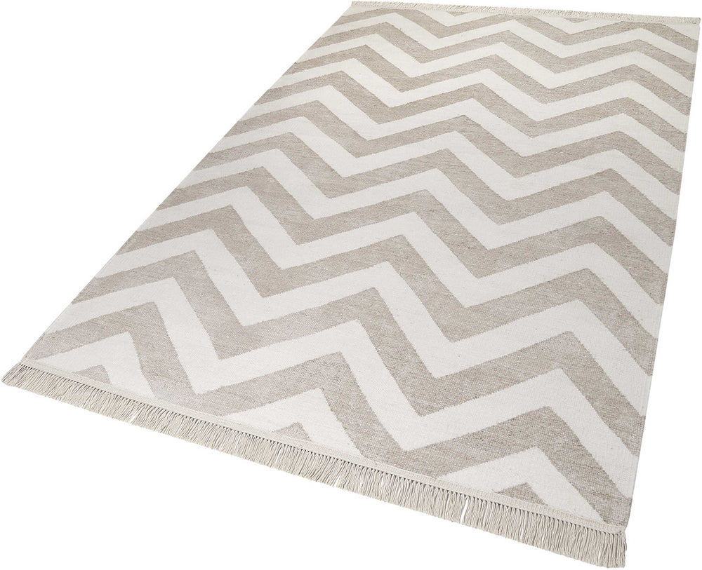 Zig-Zag Teppich natur Kurzflor rechteckig