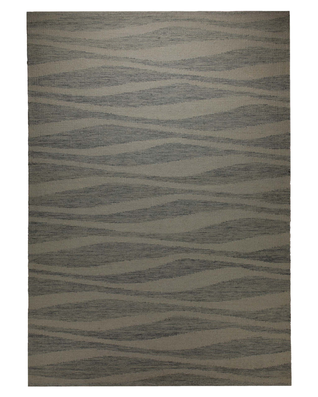 Handwebteppich Wolle Wellenstruktur grau 160x230 cm – Produktfoto auf weißem Hintergrund
