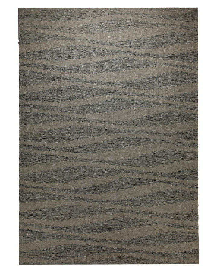 Handwebteppich Wolle Wellenstruktur grau 160x230 cm – Produktfoto auf weißem Hintergrund