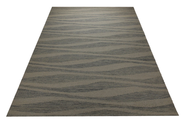 Handwebteppich Wolle Wellenstruktur grau 160x230 cm – Lifestyle-Aufnahme im Interieur