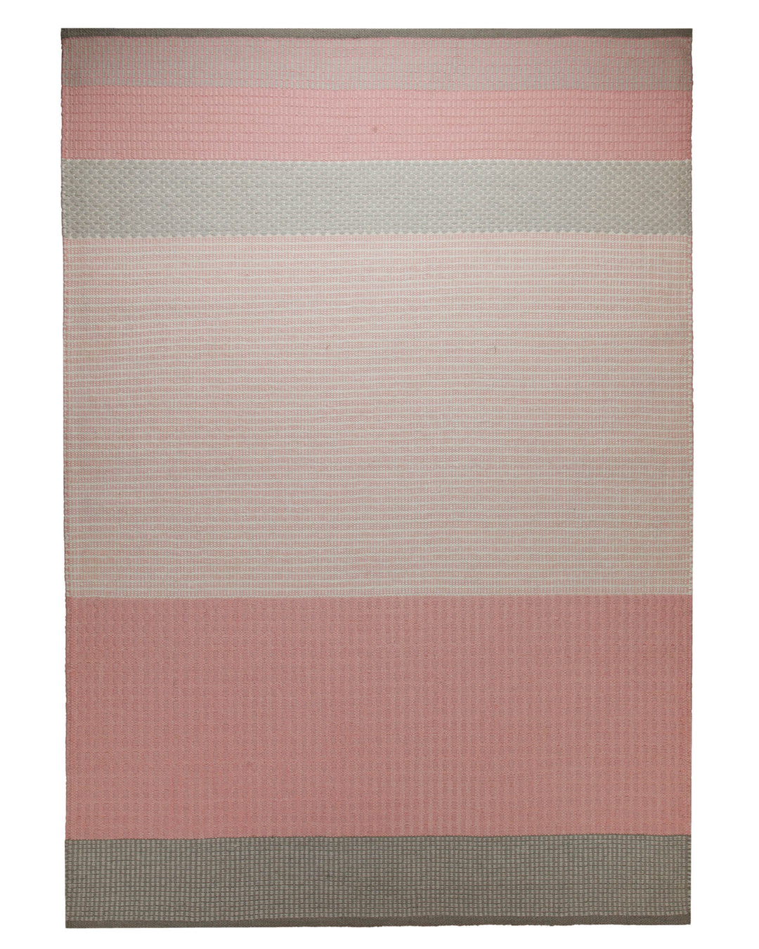 Handwebteppich Wolle Breitstreifen rosé grau 160x230 cm – Gesamtansicht freigestellt