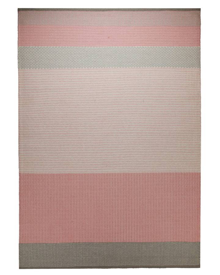 Handwebteppich Wolle Breitstreifen rosé grau 160x230 cm – Gesamtansicht freigestellt