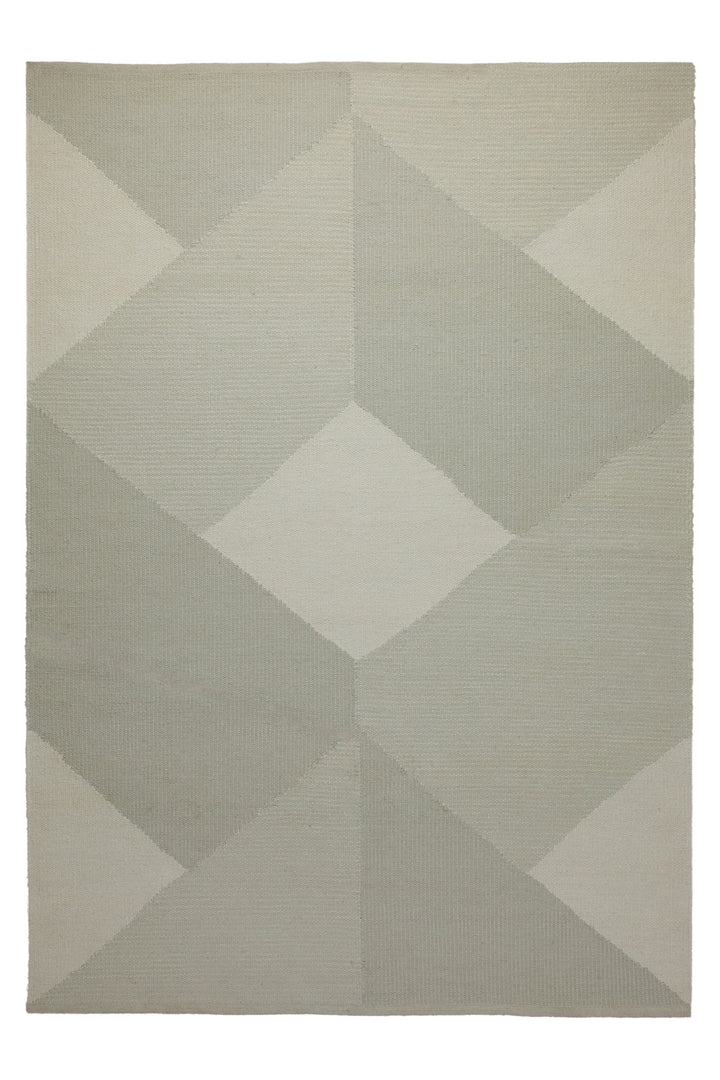 160x230 Teppich Wohnzimmer Salbei trifft Creme – Skandi-Handwebteppich in zarten Pastelltönen