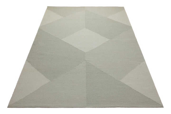 160x230 Teppich Wohnzimmer Salbei trifft Creme – Skandi-Handwebteppich in zarten Pastelltönen