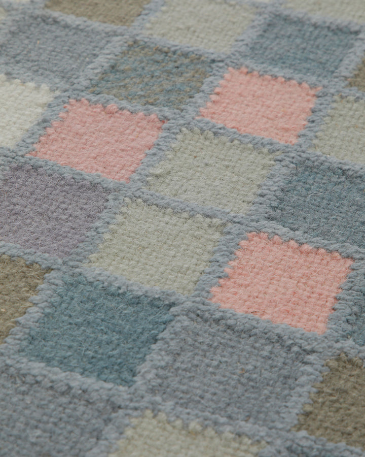 Handwebteppich Wolle Pixelrauten pastell 160x230 cm – Detailansicht des Flors