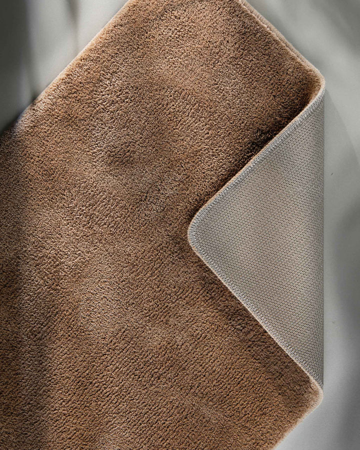 Badematte Badteppich Joris Beige Braun flauschig Detail Rücken