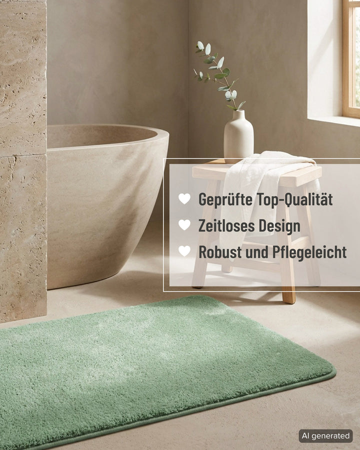 Badematte Badteppich Joris Grün flauschig Text Overlay