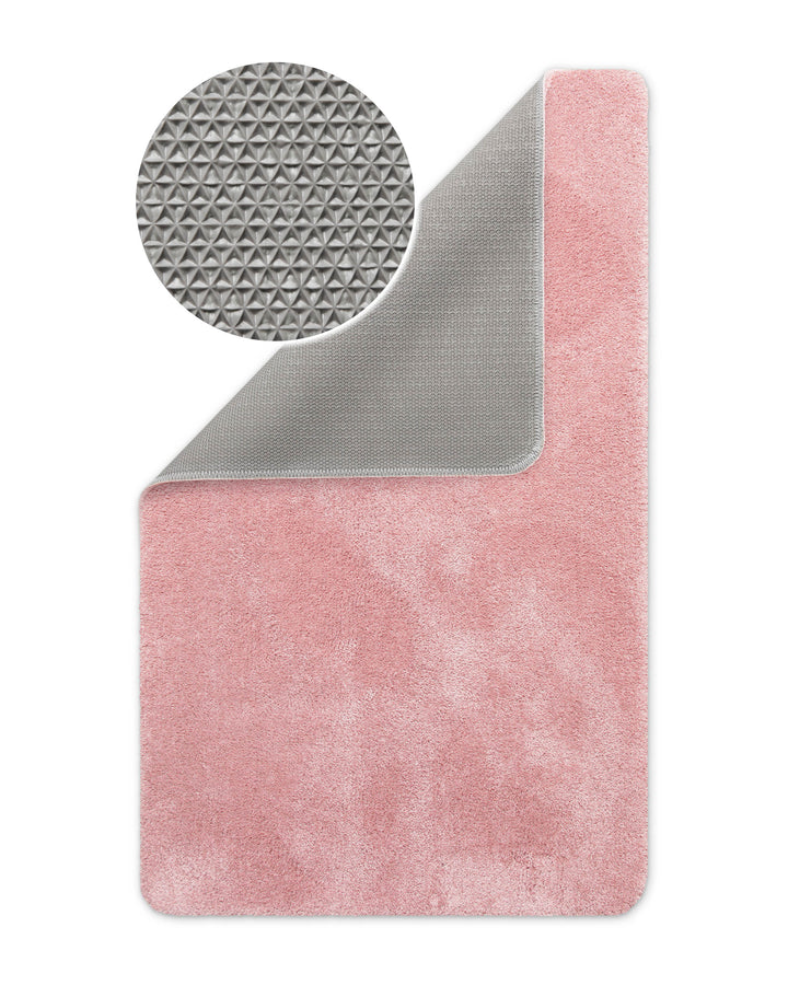 Badematte Badteppich Joris Rosa flauschig Freisteller Detail Rücken Anti-Rutsch