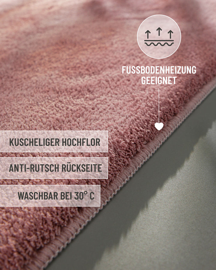 Badematte Badteppich Joris Rosa flauschig Text Overlay