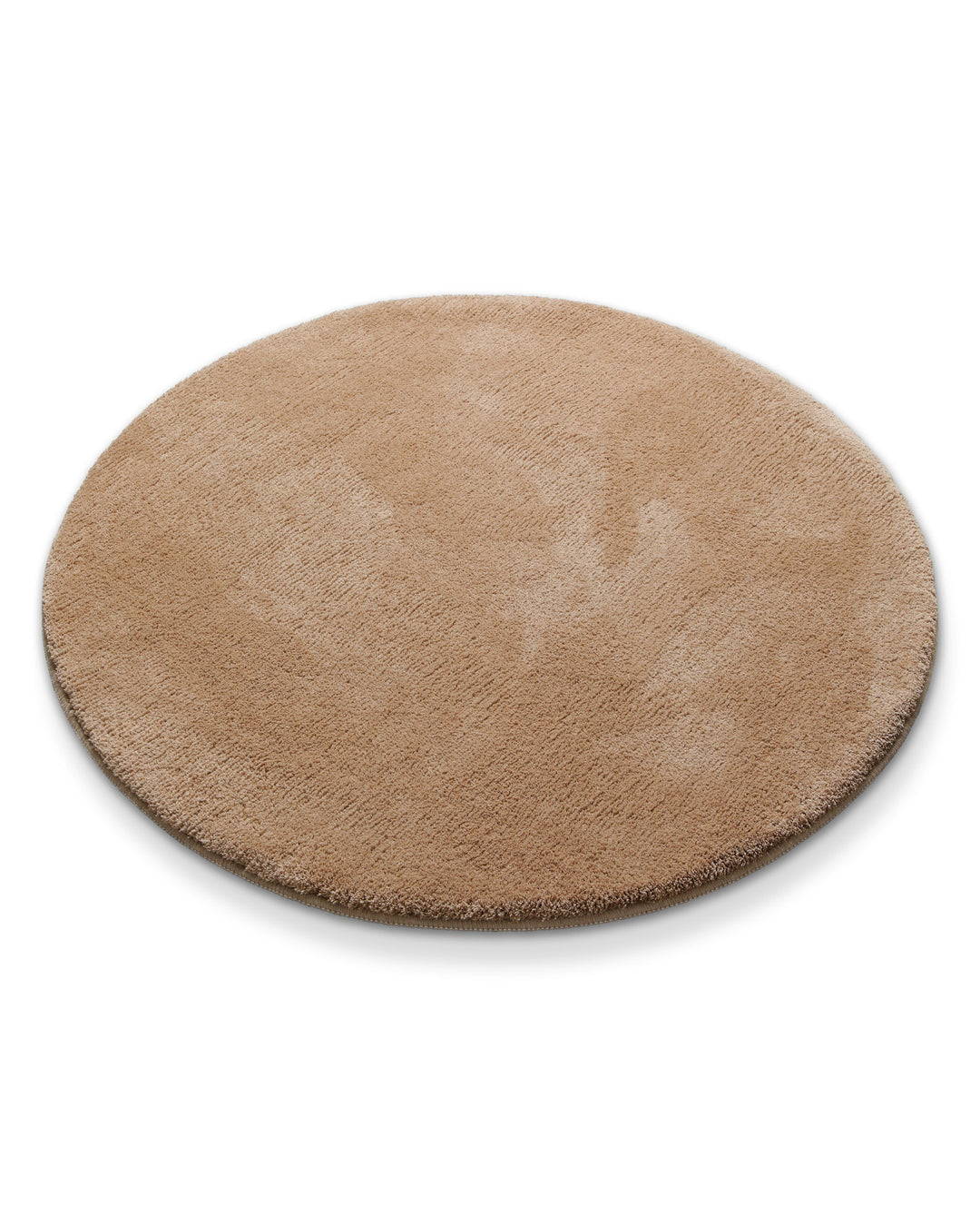 Badematte Badteppich Joris Beige Braun flauschig Freisteller Rund Perspektive