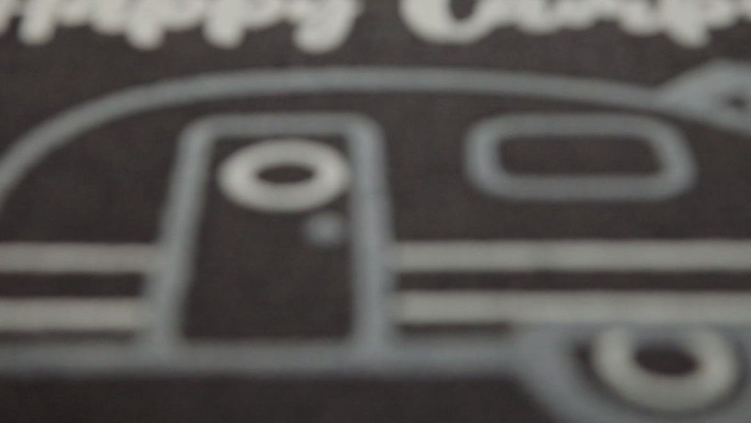 Happy Camper Fußmatte anthrazit Kurzflor rechteckig